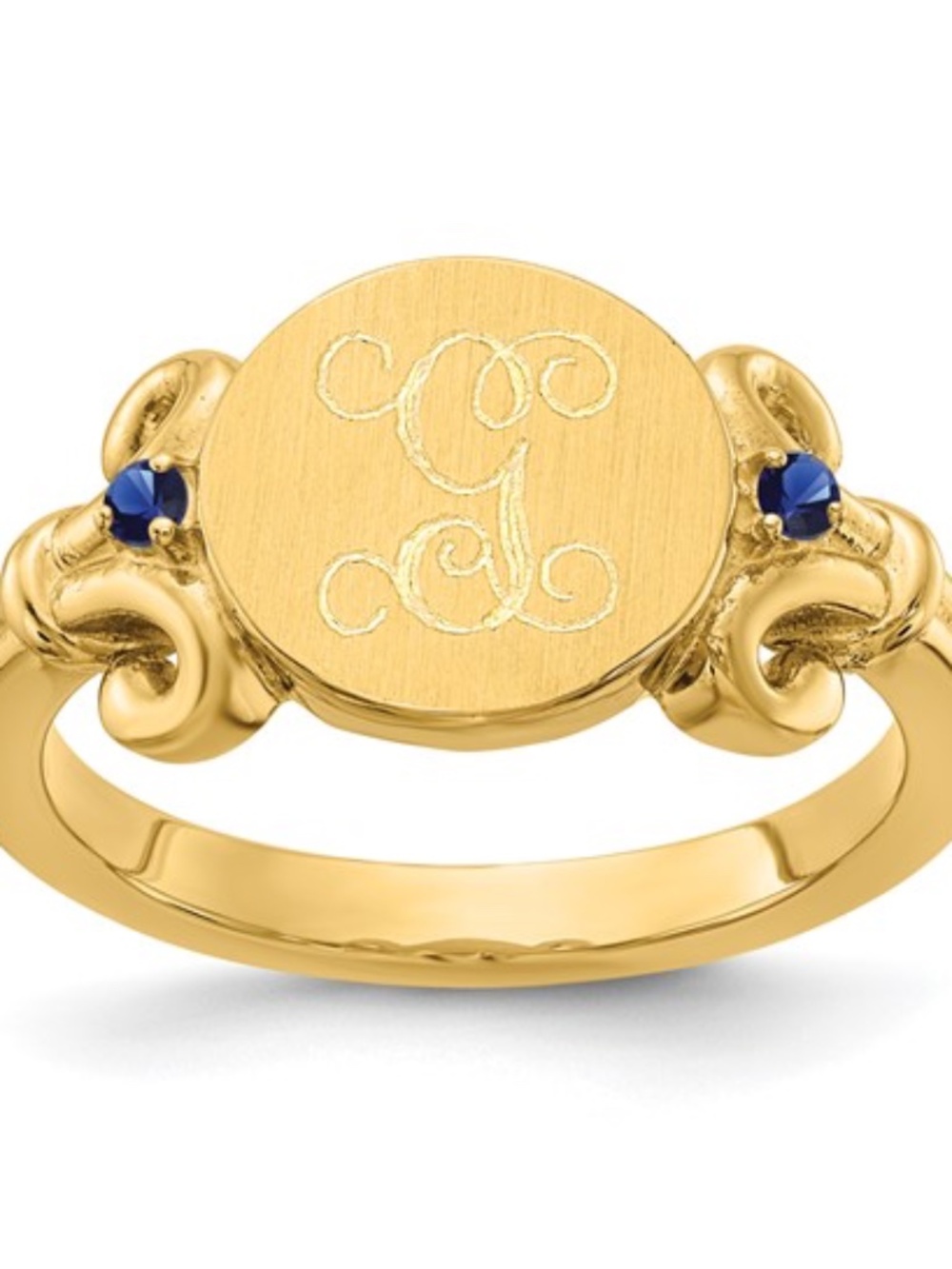 Stunning Custom 10k Yellow Gold Initial & Birthstone Signet Ring